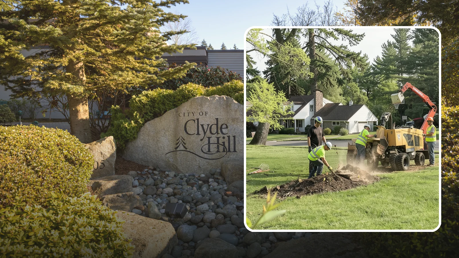 Stump Grinding in Clyde Hill, King County, WA - Grinding of public tree stumps below grade to eliminate trip hazards and ready planting strips, wells, and turf for restoration.