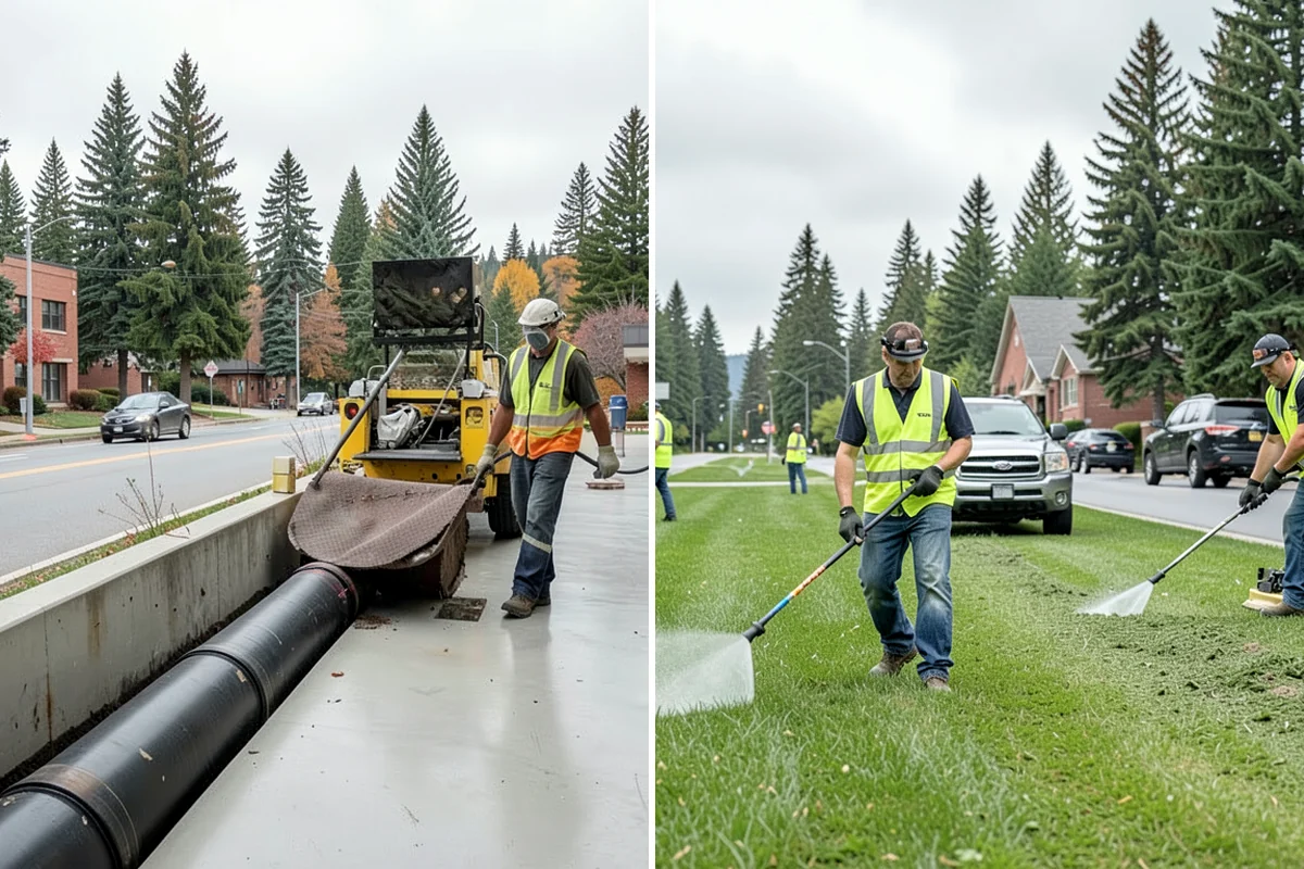 Stump Grinding in Concrete, Skagit County, WA - Utility locates and marking of nearby infrastructure