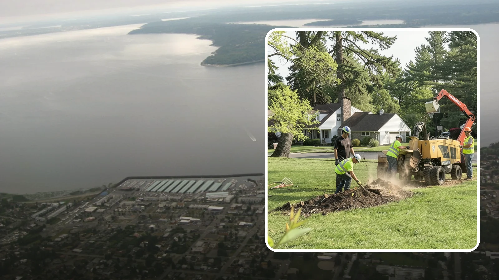 Stump Grinding in Des Moines, King County, WA - Grinding of public tree stumps below grade to eliminate trip hazards and ready planting strips, wells, and turf for restoration.