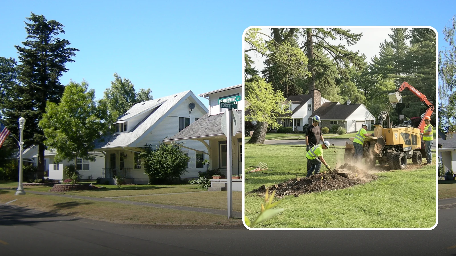 Stump Grinding in DuPont, Pierce County, WA - Grinding of public tree stumps below grade to eliminate trip hazards and ready planting strips, wells, and turf for restoration.