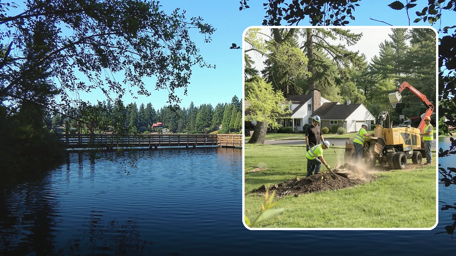 Stump Grinding in Federal Way, King County, WA - Grinding of public tree stumps below grade to eliminate trip hazards and ready planting strips, wells, and turf for restoration.