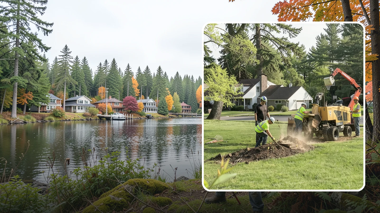 Stump Grinding in La Conner, Skagit County, WA - Grinding of public tree stumps below grade to eliminate trip hazards and ready planting strips, wells, and turf for restoration.
