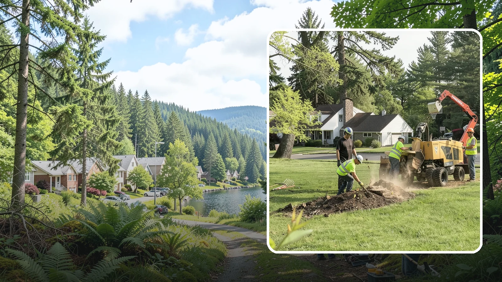 Stump Grinding in Lake Forest Park, King County, WA - Grinding of public tree stumps below grade to eliminate trip hazards and ready planting strips, wells, and turf for restoration.