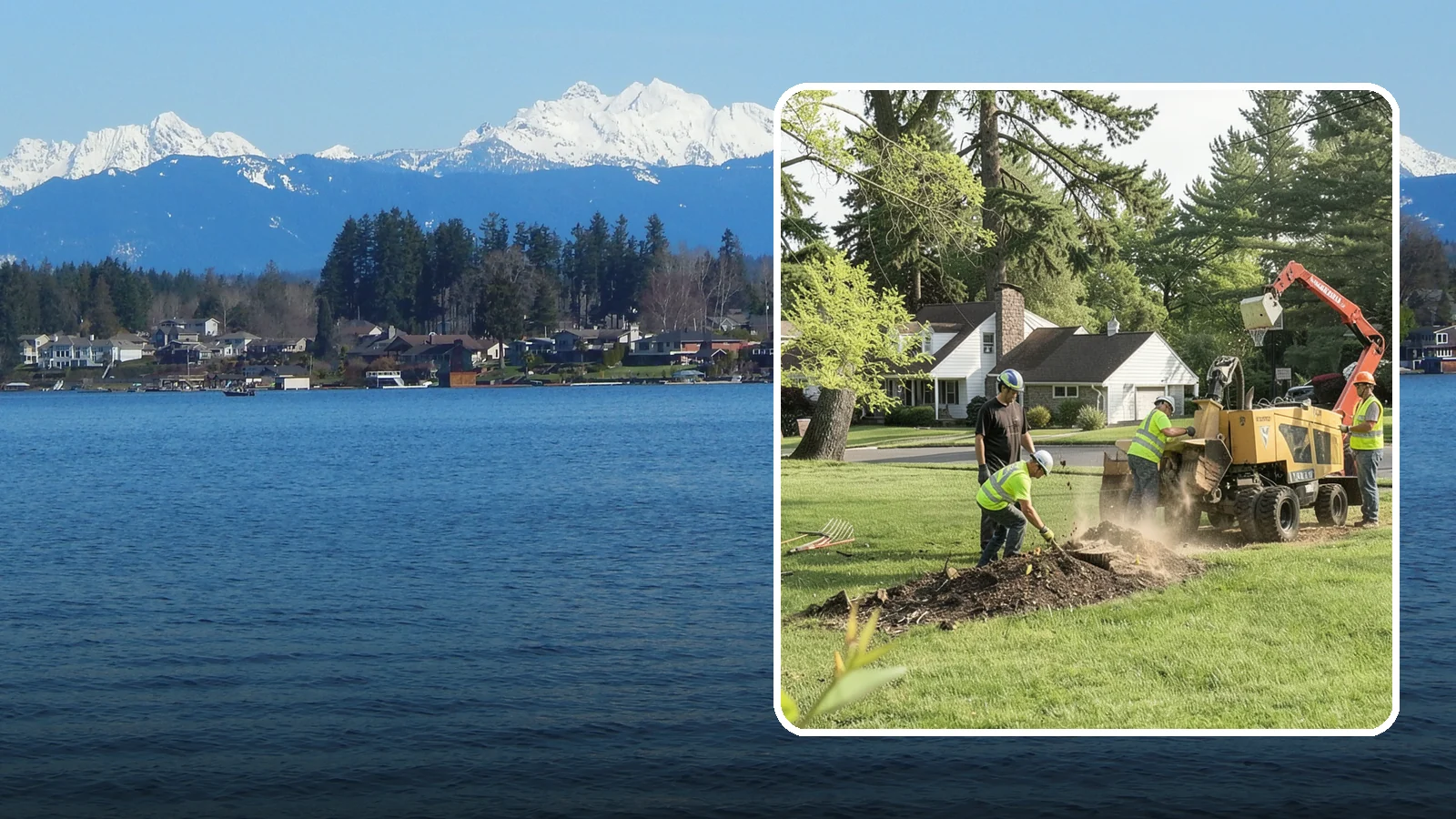 Stump Grinding in Lake Stevens, Snohomish County, WA - Grinding of public tree stumps below grade to eliminate trip hazards and ready planting strips, wells, and turf for restoration.