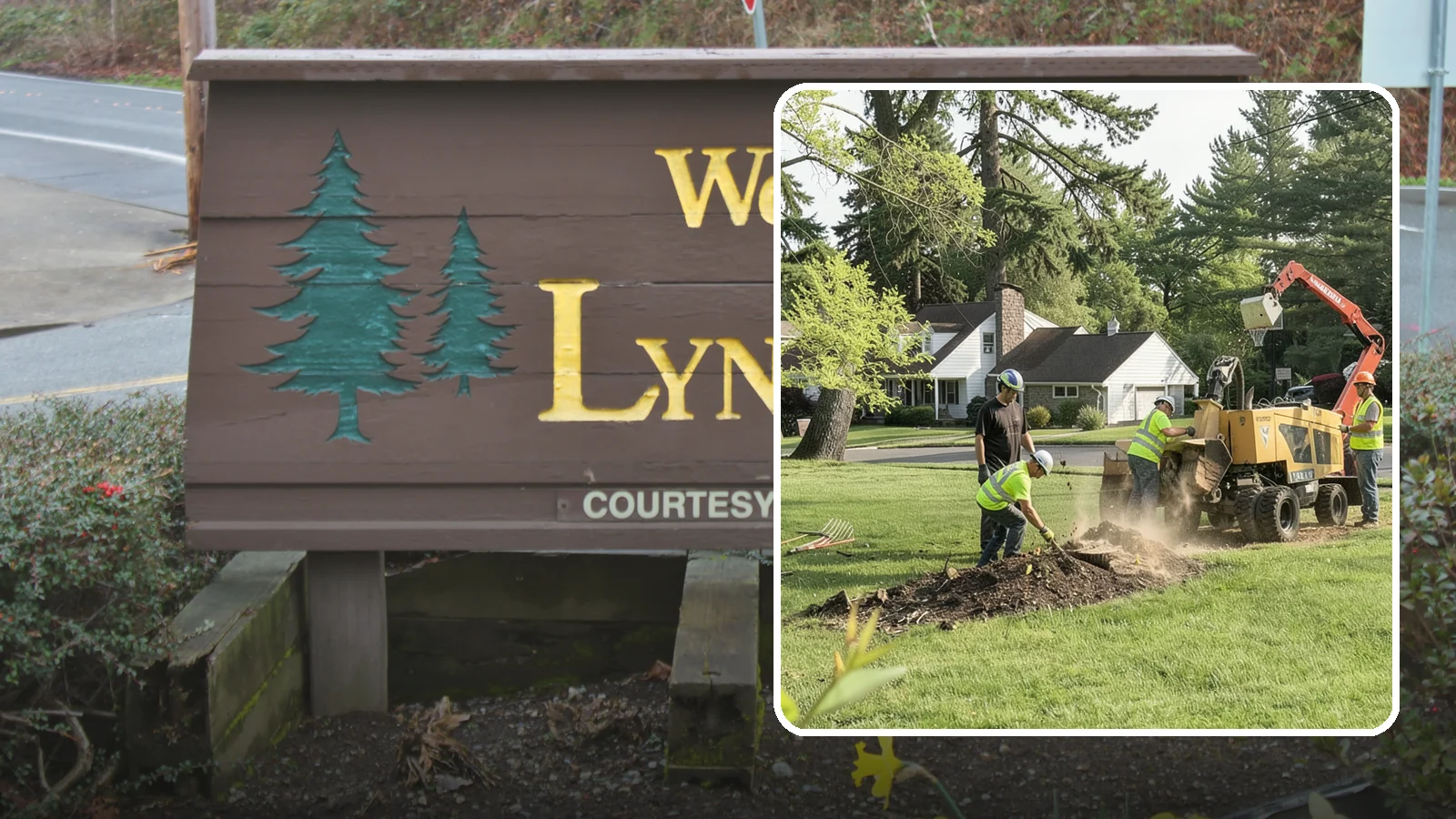 Stump Grinding in Lynnwood, Snohomish County, WA - Grinding of public tree stumps below grade to eliminate trip hazards and ready planting strips, wells, and turf for restoration.