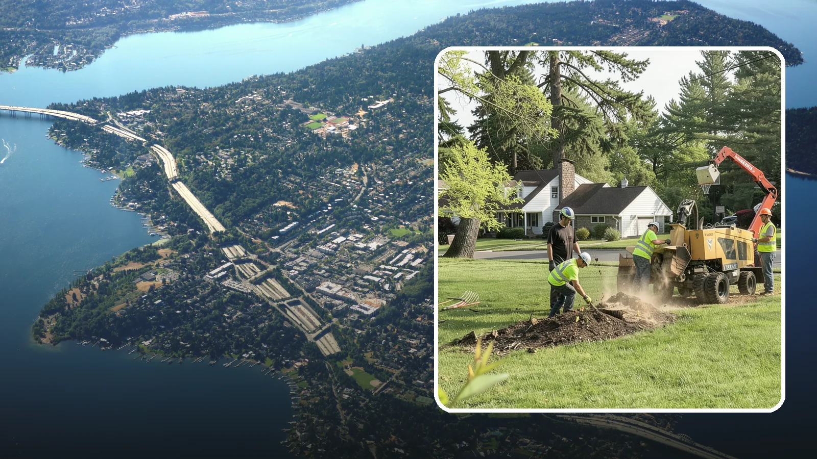 Stump Grinding in Mercer Island, King County, WA - Grinding of public tree stumps below grade to eliminate trip hazards and ready planting strips, wells, and turf for restoration.