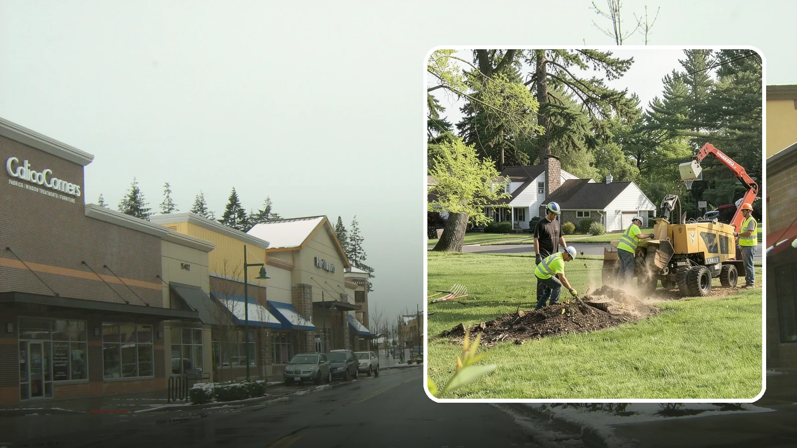 Stump Grinding in Mill Creek, Snohomish County, WA - Grinding of public tree stumps below grade to eliminate trip hazards and ready planting strips, wells, and turf for restoration.