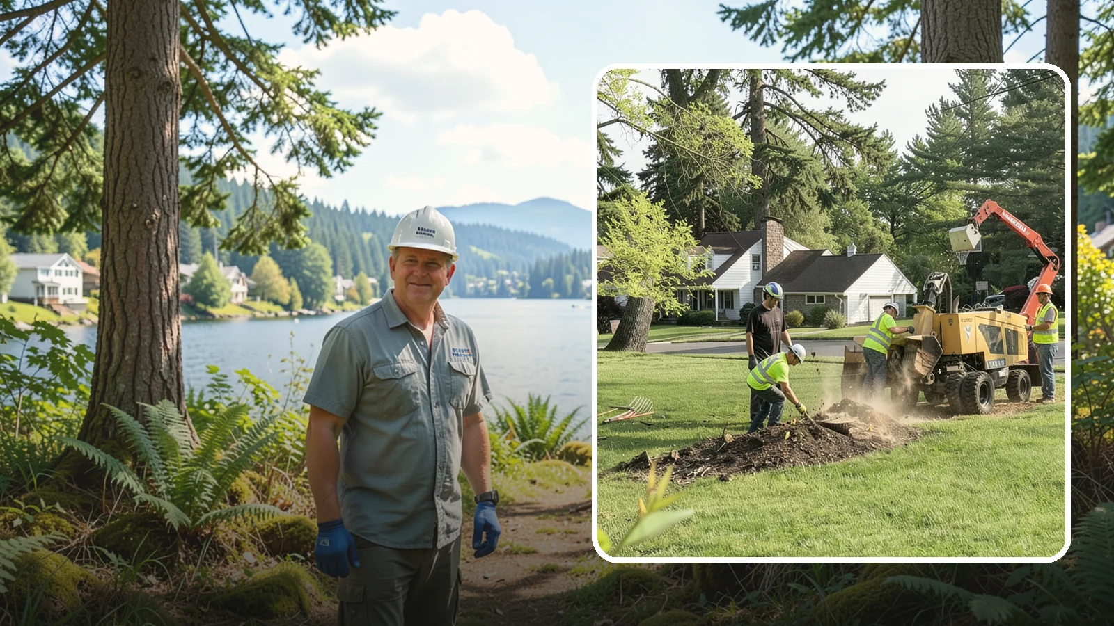 Stump Grinding in Milton, King County, WA - Grinding of public tree stumps below grade to eliminate trip hazards and ready planting strips, wells, and turf for restoration.