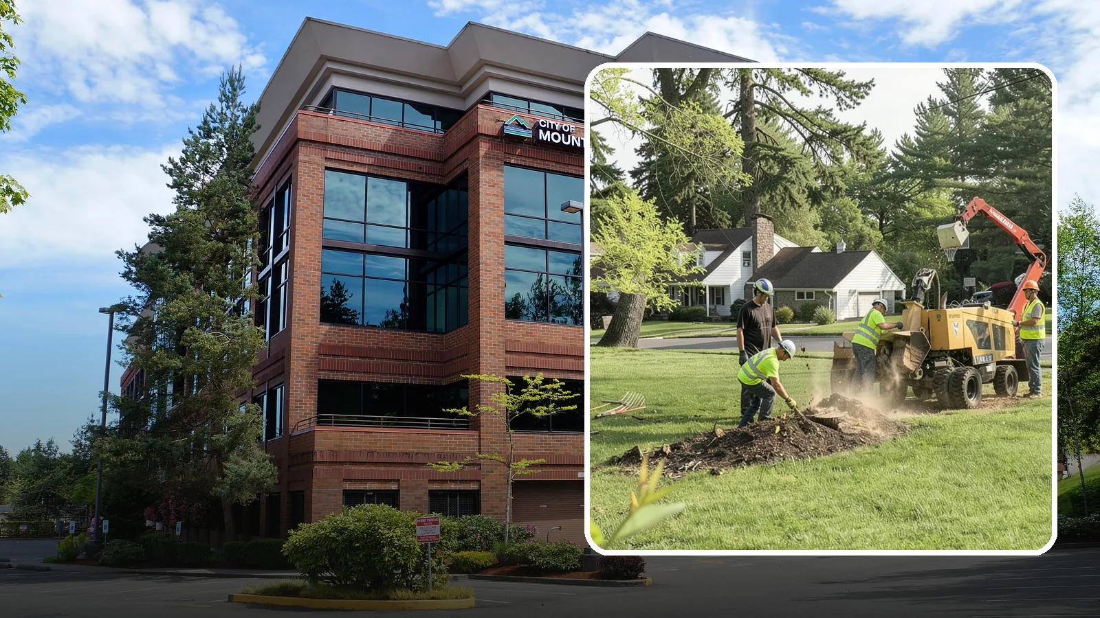 Stump Grinding in Mountlake Terrace, Snohomish County, WA - Grinding of public tree stumps below grade to eliminate trip hazards and ready planting strips, wells, and turf for restoration.