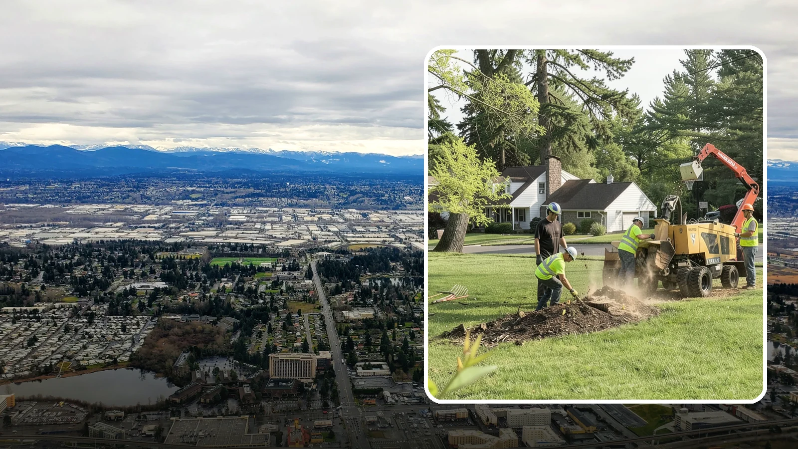 Stump Grinding in SeaTac, King County, WA - Grinding of public tree stumps below grade to eliminate trip hazards and ready planting strips, wells, and turf for restoration.
