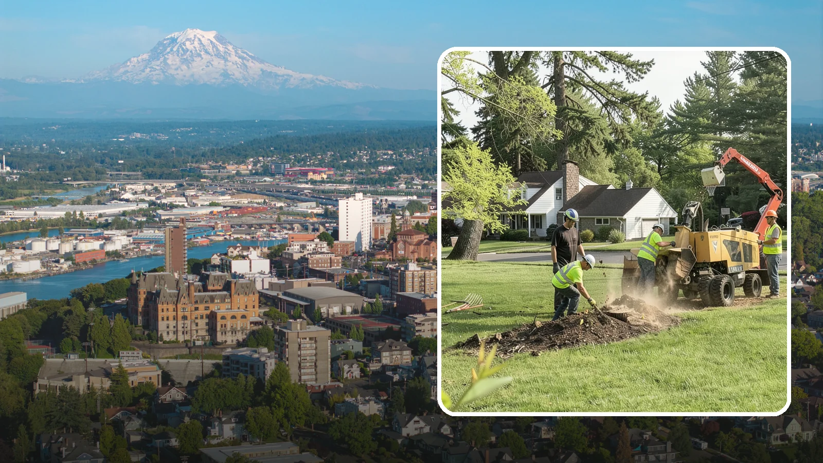 Stump Grinding in Tacoma, Pierce County, WA - Grinding of public tree stumps below grade to eliminate trip hazards and ready planting strips, wells, and turf for restoration.