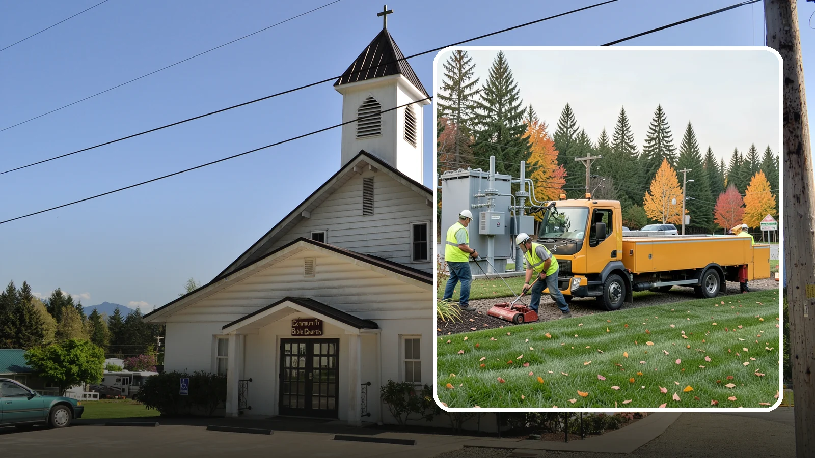 Substation Grounds Maintenance in Concrete, Skagit County, WA - Vegetation and grounds maintenance at electrical substations for safety, clearance, and reliability.