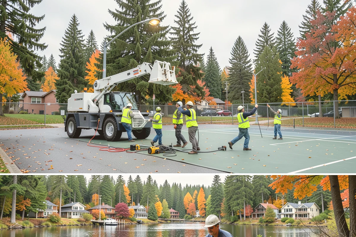 Substation Grounds Maintenance in La Conner, Skagit County, WA - Vegetation control is concentrated in the growing season, with yard and perimeter upkeep maintained year-round.