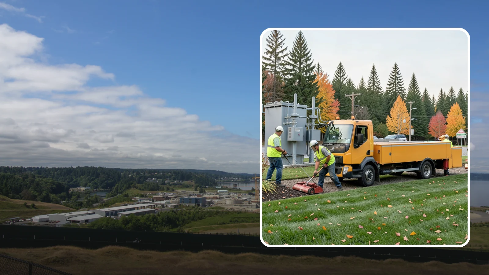 Substation Grounds Maintenance in University Place, Pierce County, WA - Vegetation and grounds maintenance at electrical substations for safety, clearance, and reliability.