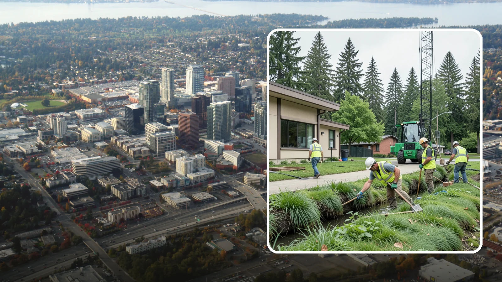 Swale Maintenance in Bellevue, King County, WA - Bioswale and grassed swale maintenance that preserves stormwater treatment performance and conveyance capacity.