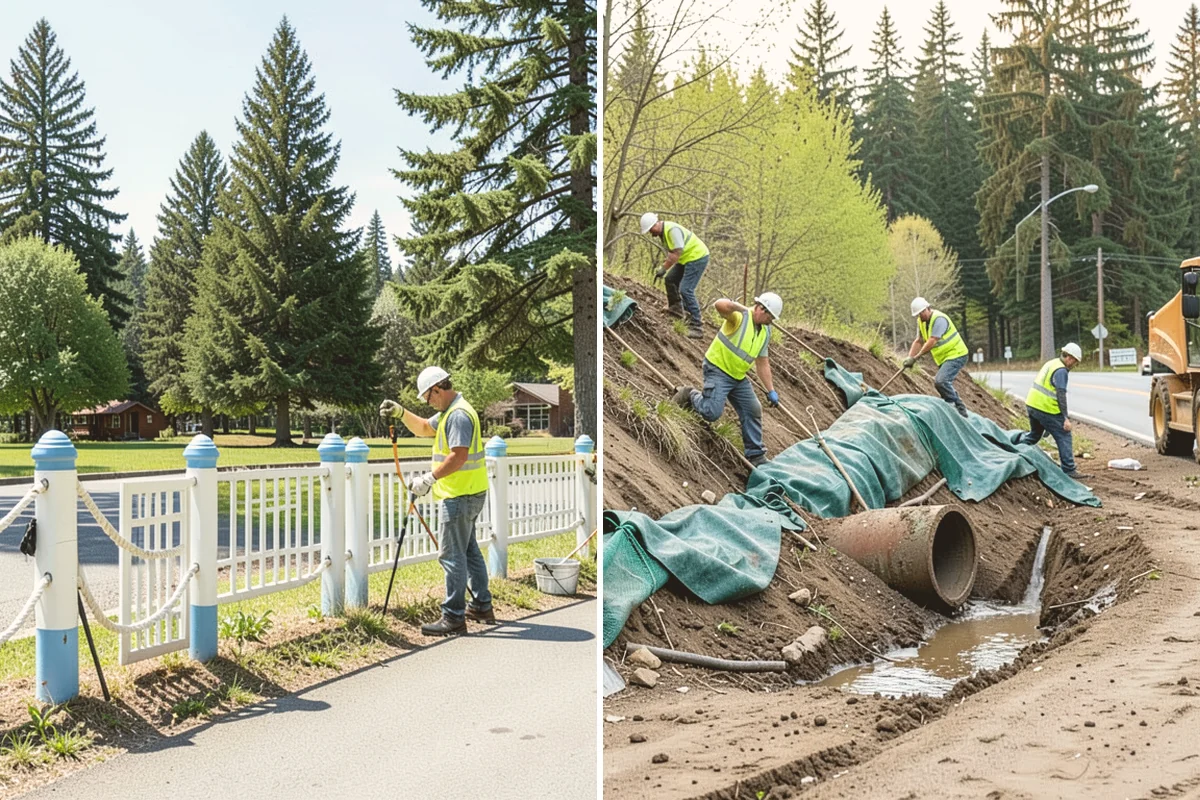 Swale Maintenance in Brier, Snohomish County, WA - Inspect the swale for sediment, erosion, and vegetation condition