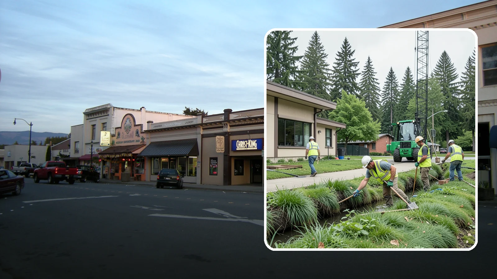 Swale Maintenance in Burlington, Skagit County, WA - Bioswale and grassed swale maintenance that preserves stormwater treatment performance and conveyance capacity.