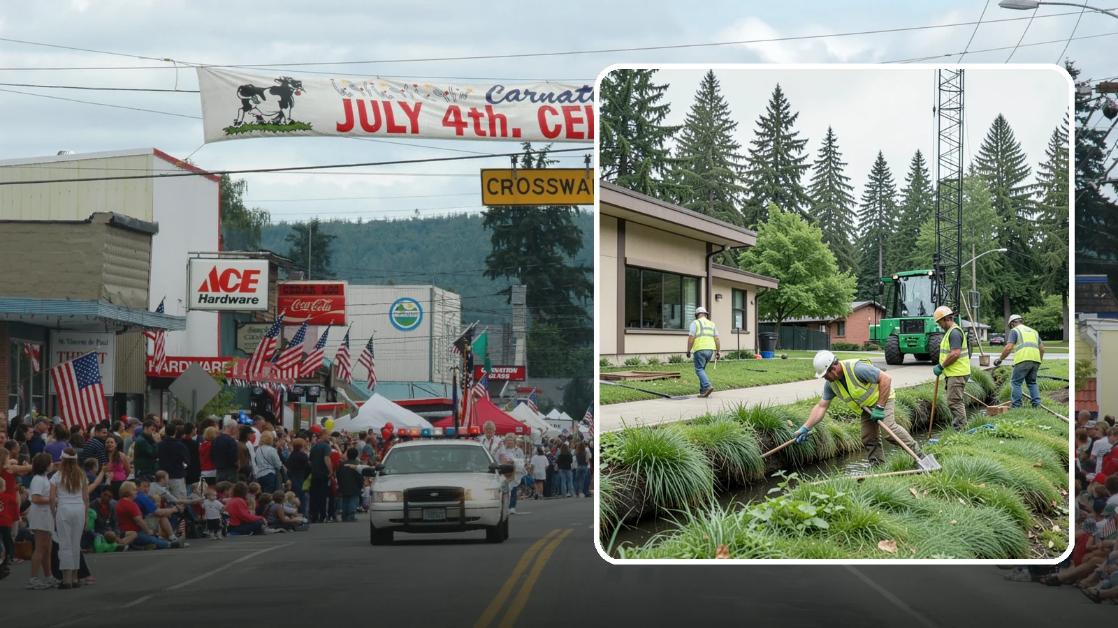 Swale Maintenance in Carnation, King County, WA - Bioswale and grassed swale maintenance that preserves stormwater treatment performance and conveyance capacity.