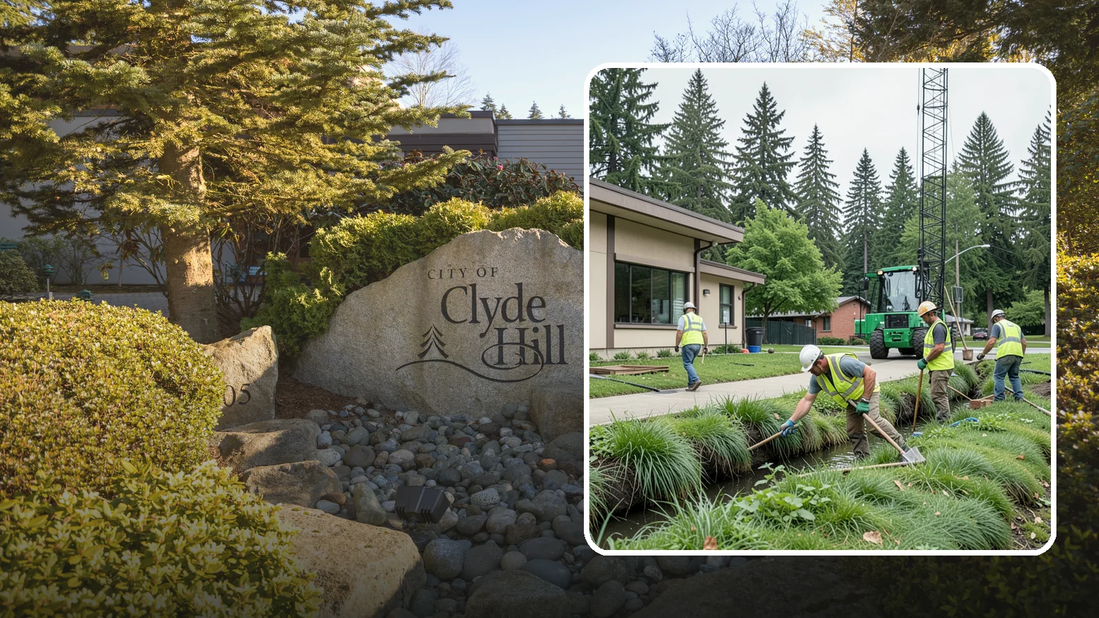 Swale Maintenance in Clyde Hill, King County, WA - Bioswale and grassed swale maintenance that preserves stormwater treatment performance and conveyance capacity.