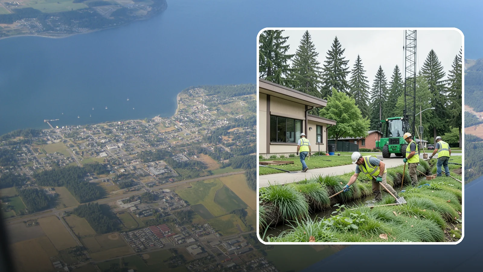 Swale Maintenance in Coupeville, Island County, WA - Bioswale and grassed swale maintenance that preserves stormwater treatment performance and conveyance capacity.