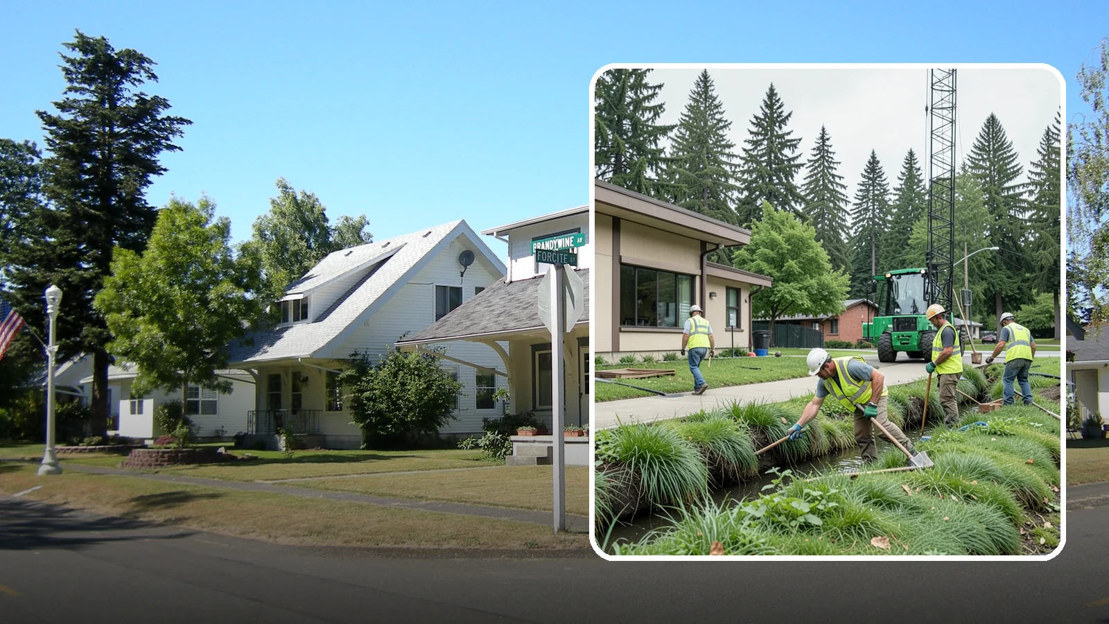 Swale Maintenance in DuPont, Pierce County, WA - Bioswale and grassed swale maintenance that preserves stormwater treatment performance and conveyance capacity.