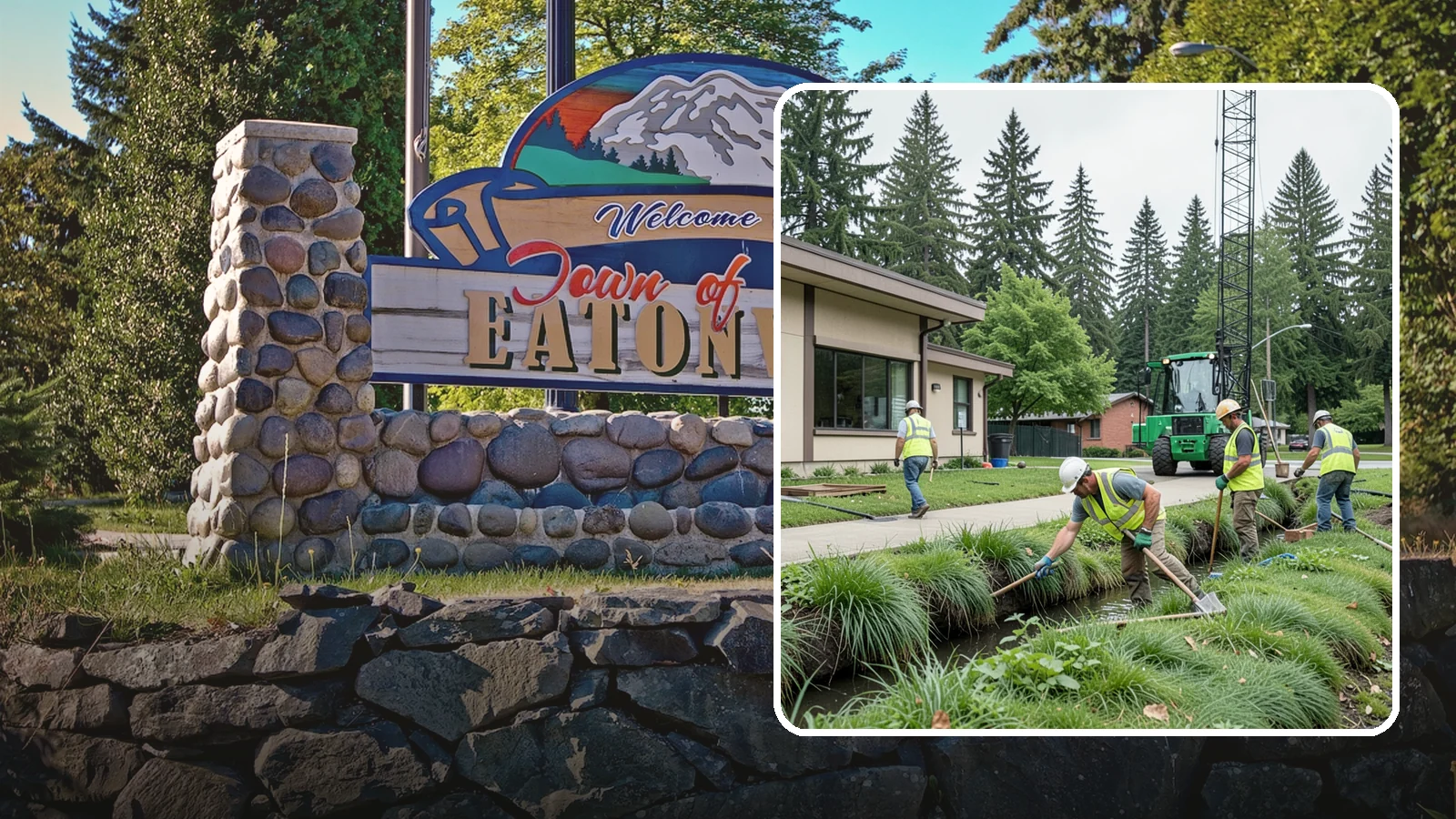 Swale Maintenance in Eatonville, Pierce County, WA - Bioswale and grassed swale maintenance that preserves stormwater treatment performance and conveyance capacity.