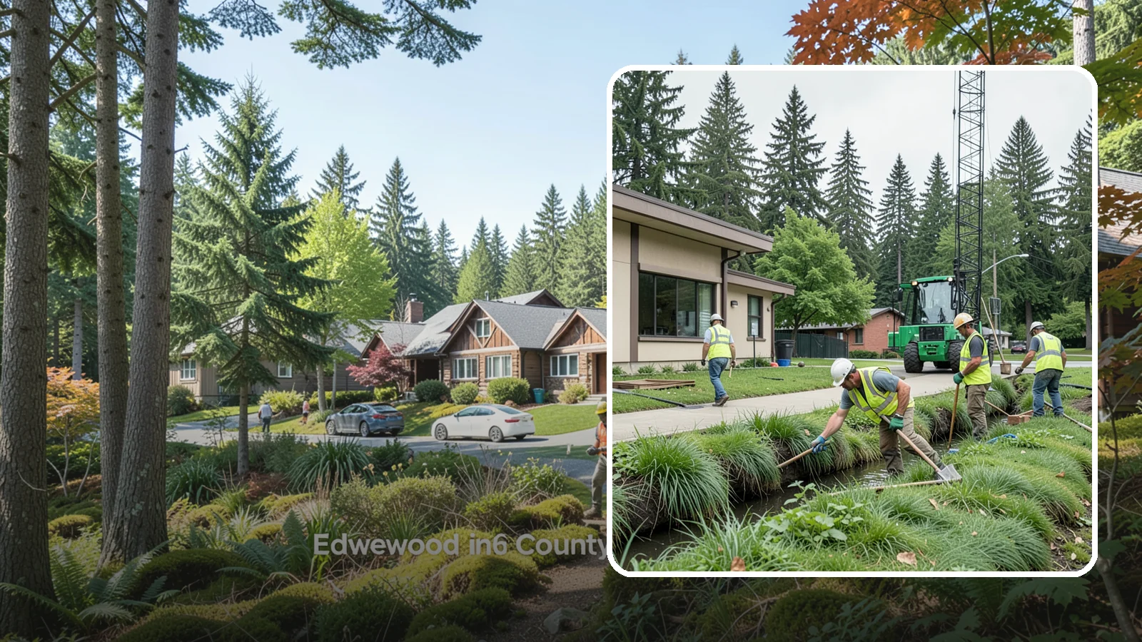 Swale Maintenance in Edgewood, Pierce County, WA - Bioswale and grassed swale maintenance that preserves stormwater treatment performance and conveyance capacity.