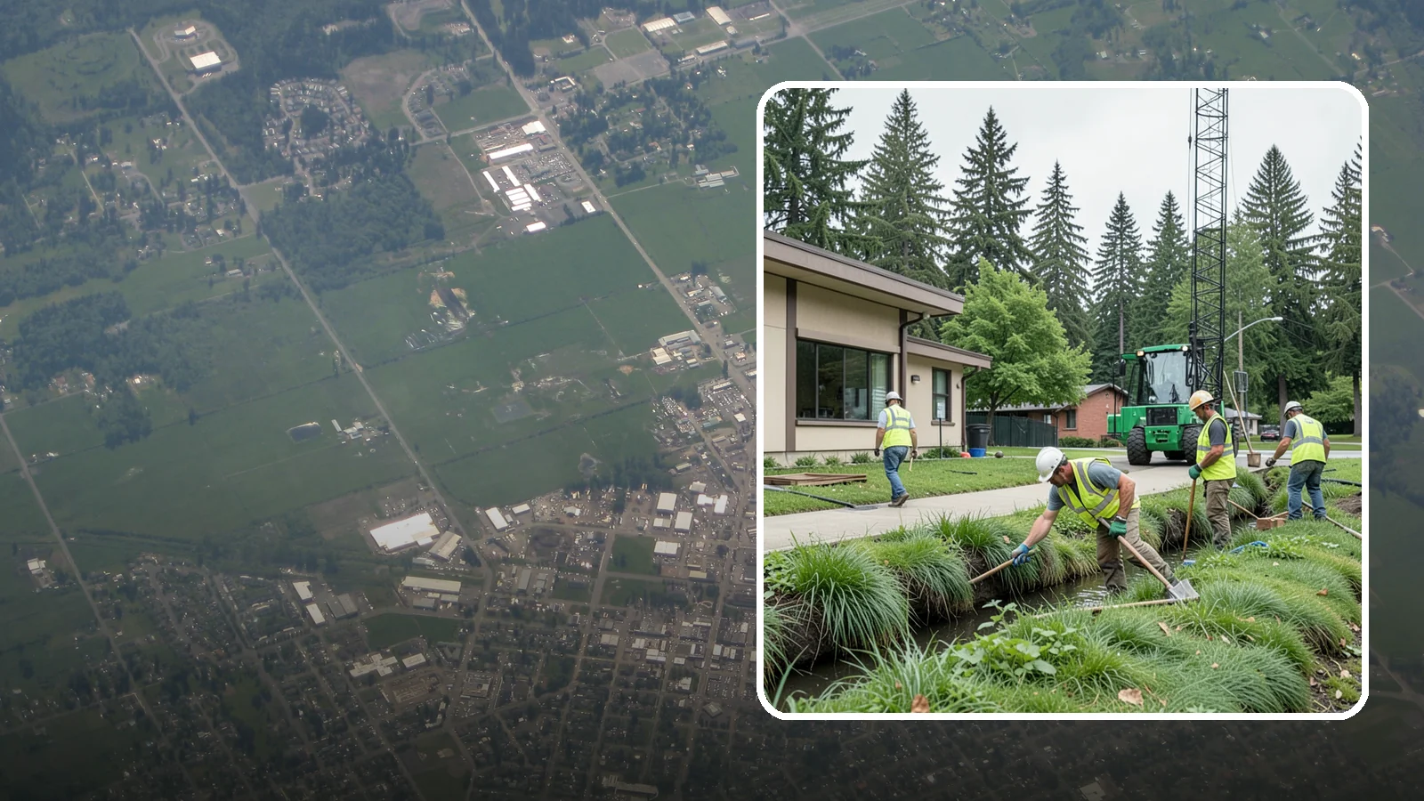 Swale Maintenance in Enumclaw, King County, WA - Bioswale and grassed swale maintenance that preserves stormwater treatment performance and conveyance capacity.