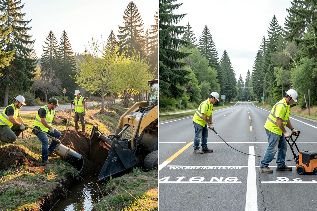 Swale Maintenance in Fircrest, Pierce County, WA - Inspect the swale for sediment, erosion, and vegetation condition