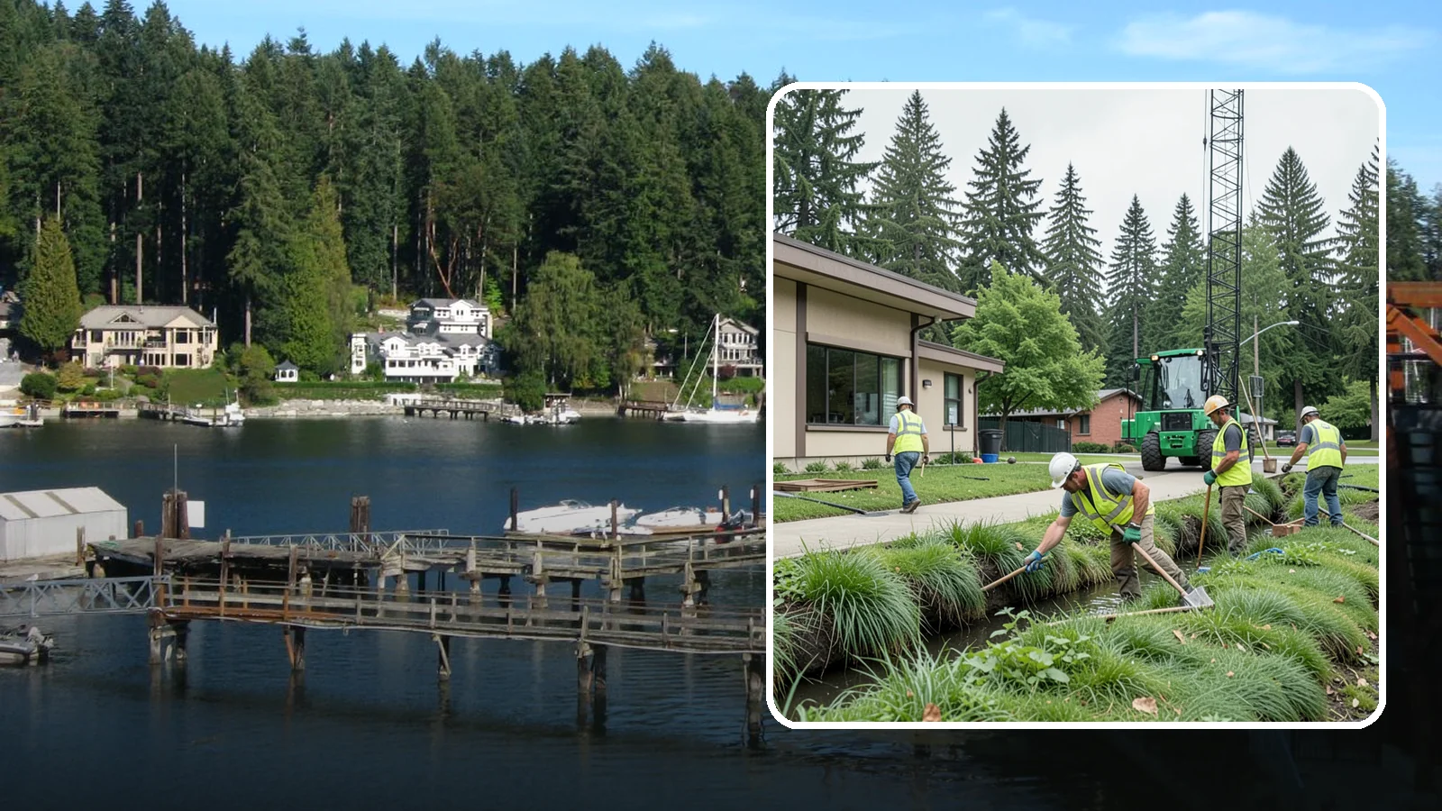 Swale Maintenance in Gig Harbor, Pierce County, WA - Bioswale and grassed swale maintenance that preserves stormwater treatment performance and conveyance capacity.