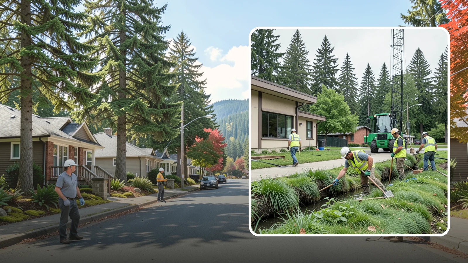 Swale Maintenance in Hunts Point, King County, WA - Bioswale and grassed swale maintenance that preserves stormwater treatment performance and conveyance capacity.