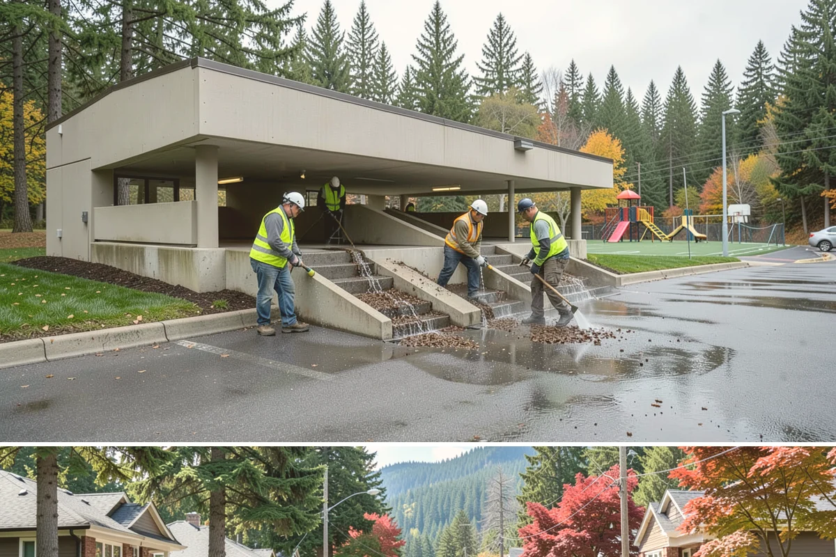 Swale Maintenance in Hunts Point, King County, WA - Swale maintenance is cycled through the growing season, with a fall service to ensure treatment and conveyance are optimal for...