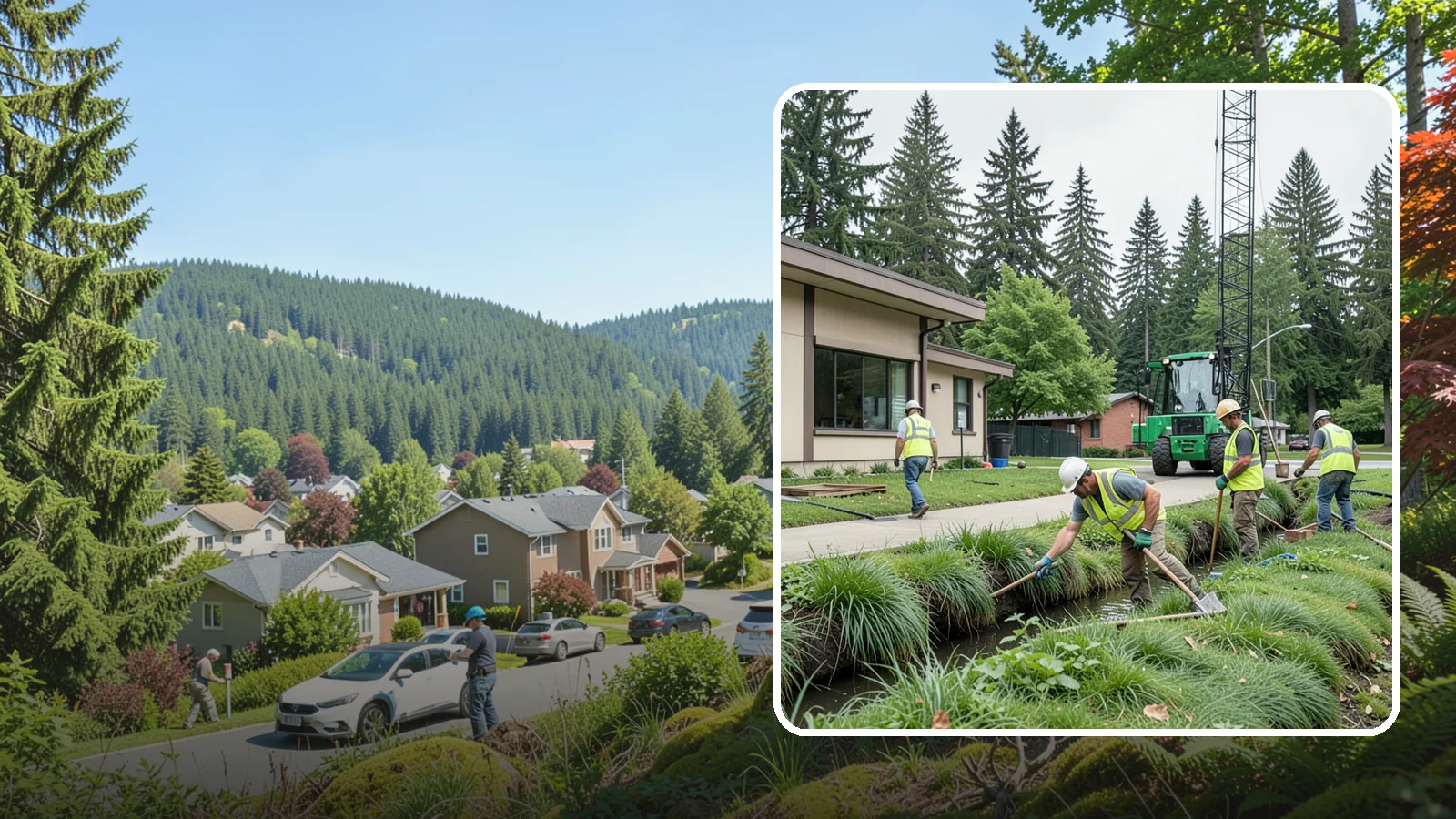 Swale Maintenance in Index, Snohomish County, WA - Bioswale and grassed swale maintenance that preserves stormwater treatment performance and conveyance capacity.