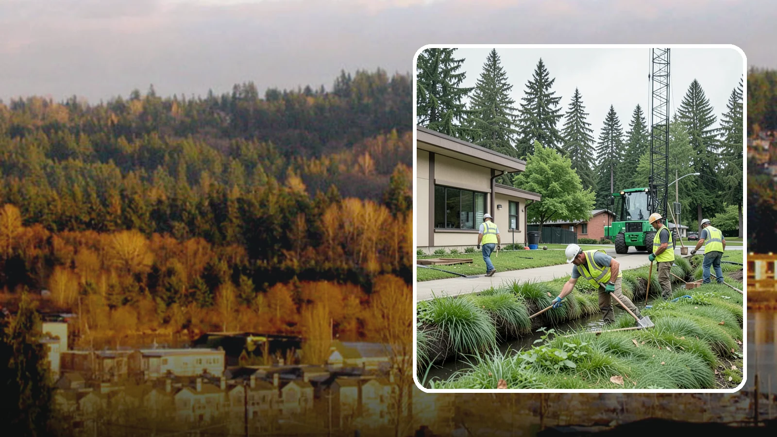 Swale Maintenance in Kenmore, King County, WA - Bioswale and grassed swale maintenance that preserves stormwater treatment performance and conveyance capacity.