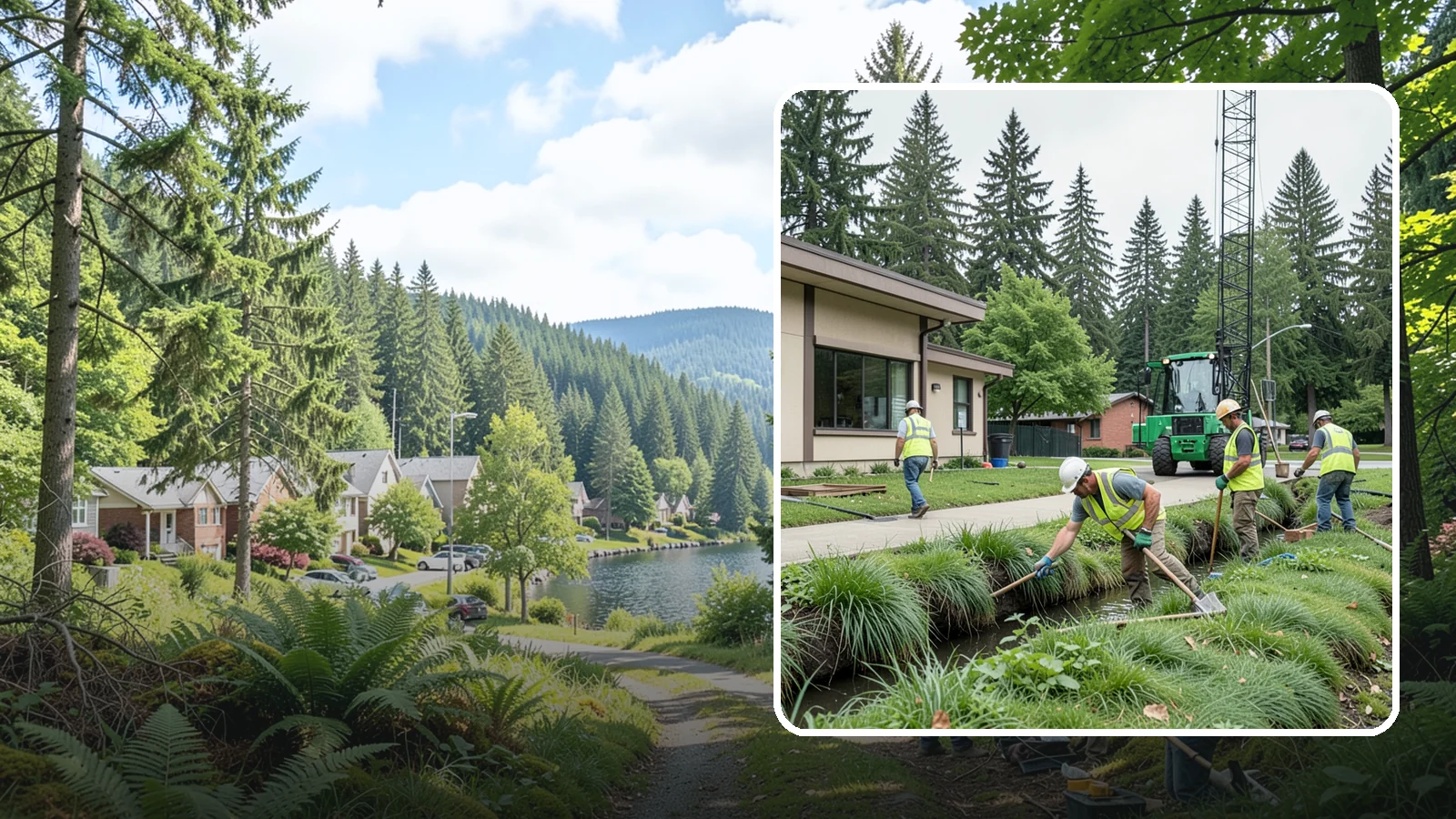 Swale Maintenance in Lake Forest Park, King County, WA - Bioswale and grassed swale maintenance that preserves stormwater treatment performance and conveyance capacity.