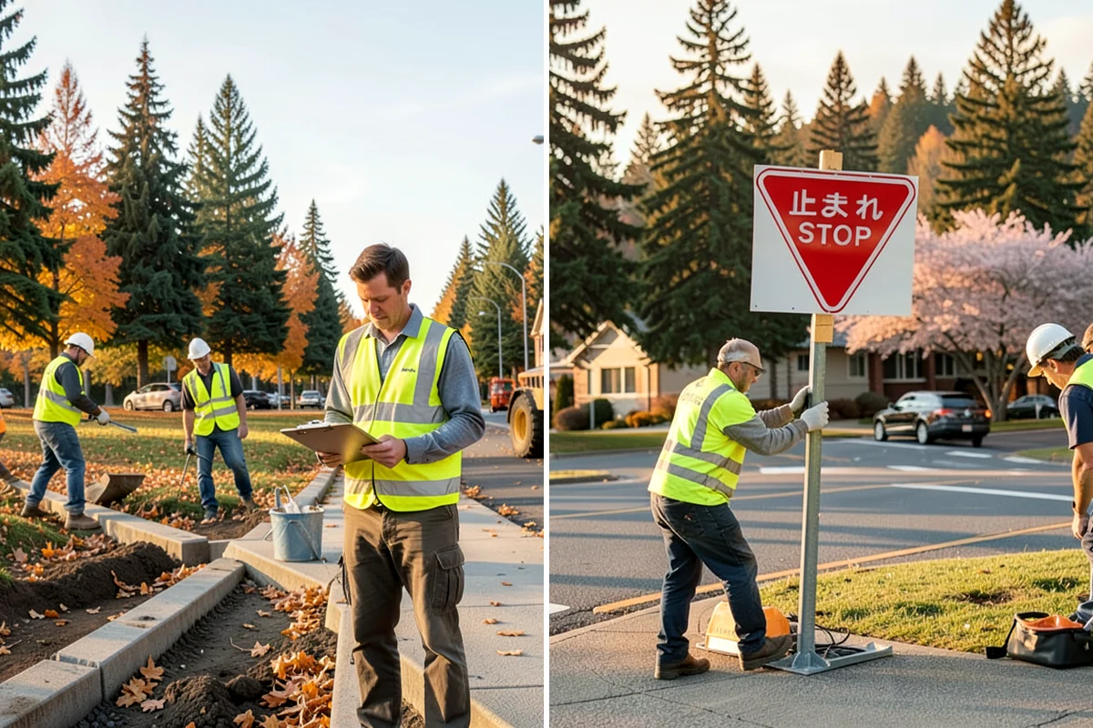 Swale Maintenance in Lake Forest Park, King County, WA - Inspect the swale for sediment, erosion, and vegetation condition