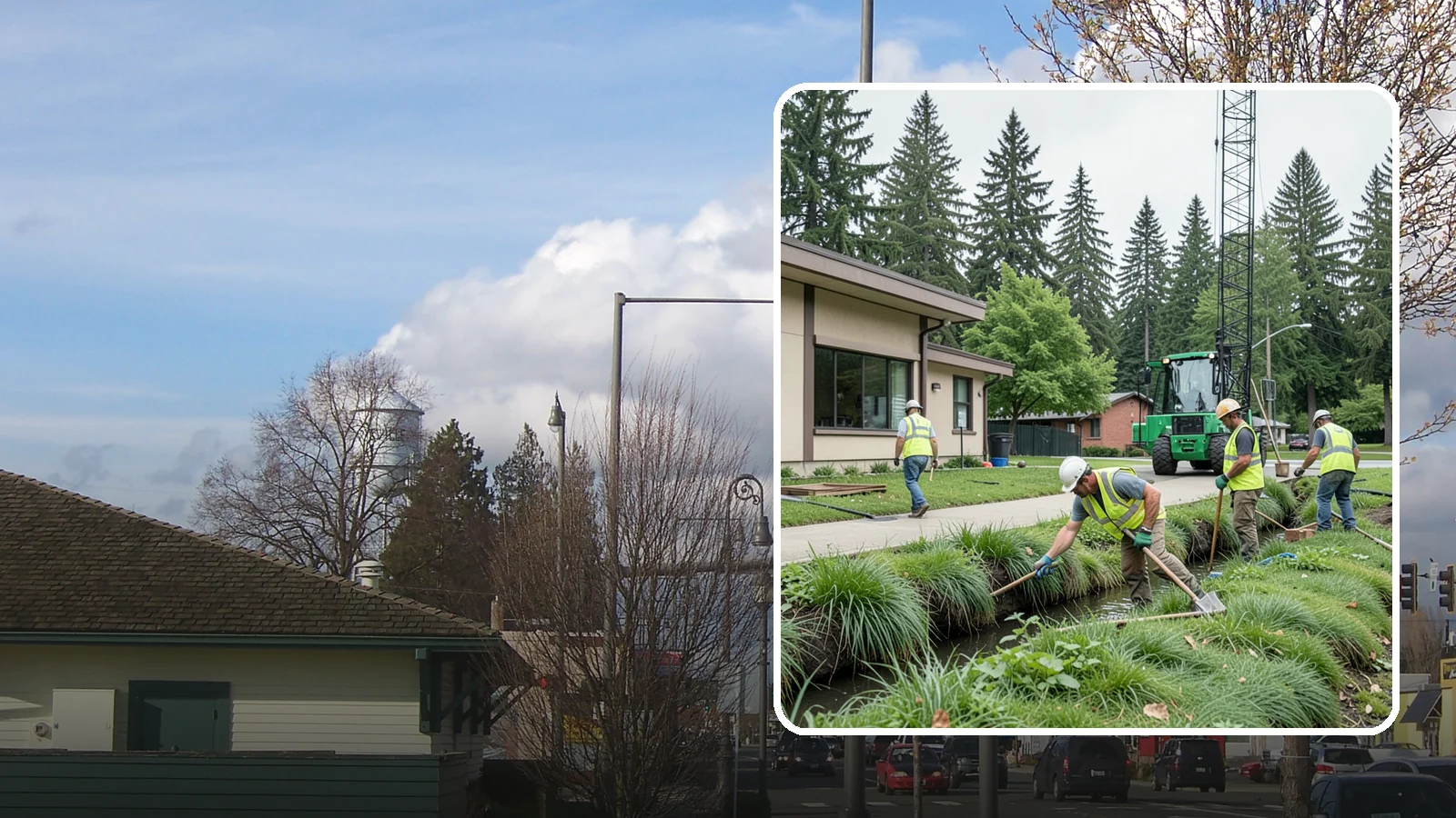Swale Maintenance in Marysville, Snohomish County, WA - Bioswale and grassed swale maintenance that preserves stormwater treatment performance and conveyance capacity.