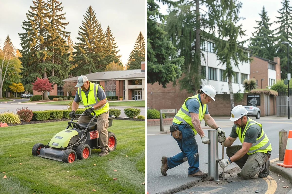 Swale Maintenance in Mercer Island, King County, WA - Inspect the swale for sediment, erosion, and vegetation condition