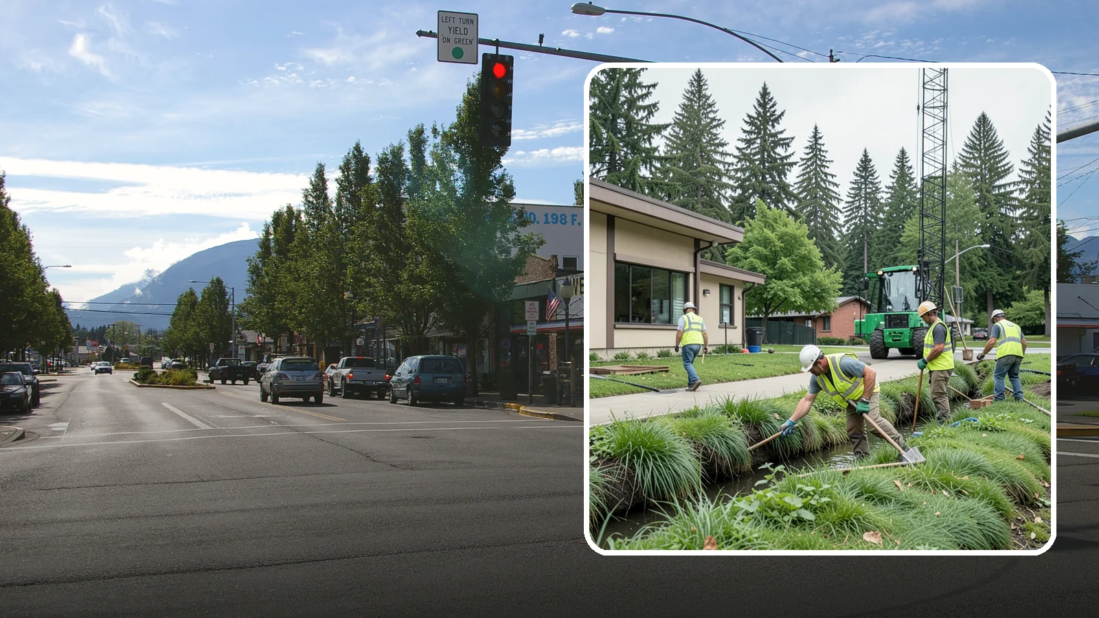 Swale Maintenance in North Bend, King County, WA - Bioswale and grassed swale maintenance that preserves stormwater treatment performance and conveyance capacity.