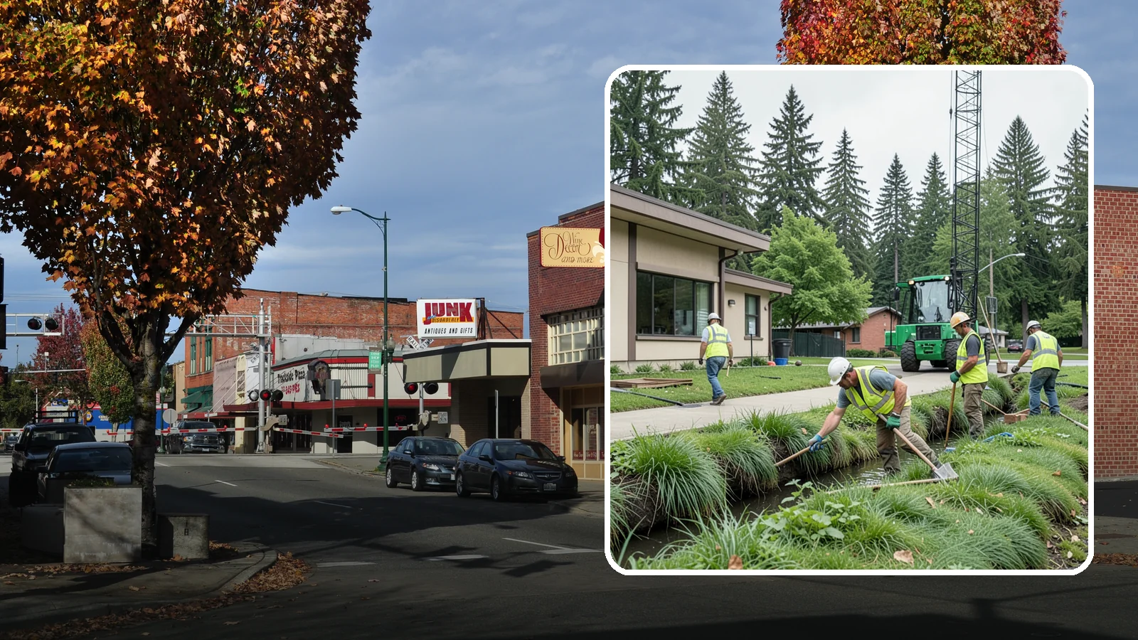 Swale Maintenance in Puyallup, Pierce County, WA - Bioswale and grassed swale maintenance that preserves stormwater treatment performance and conveyance capacity.