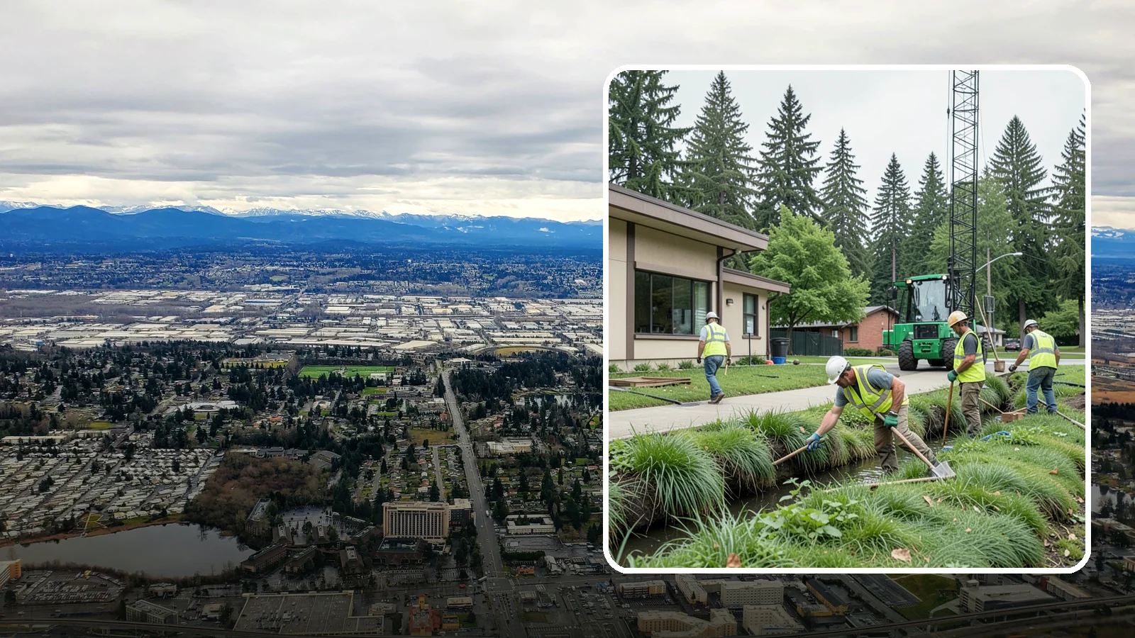Swale Maintenance in SeaTac, King County, WA - Bioswale and grassed swale maintenance that preserves stormwater treatment performance and conveyance capacity.