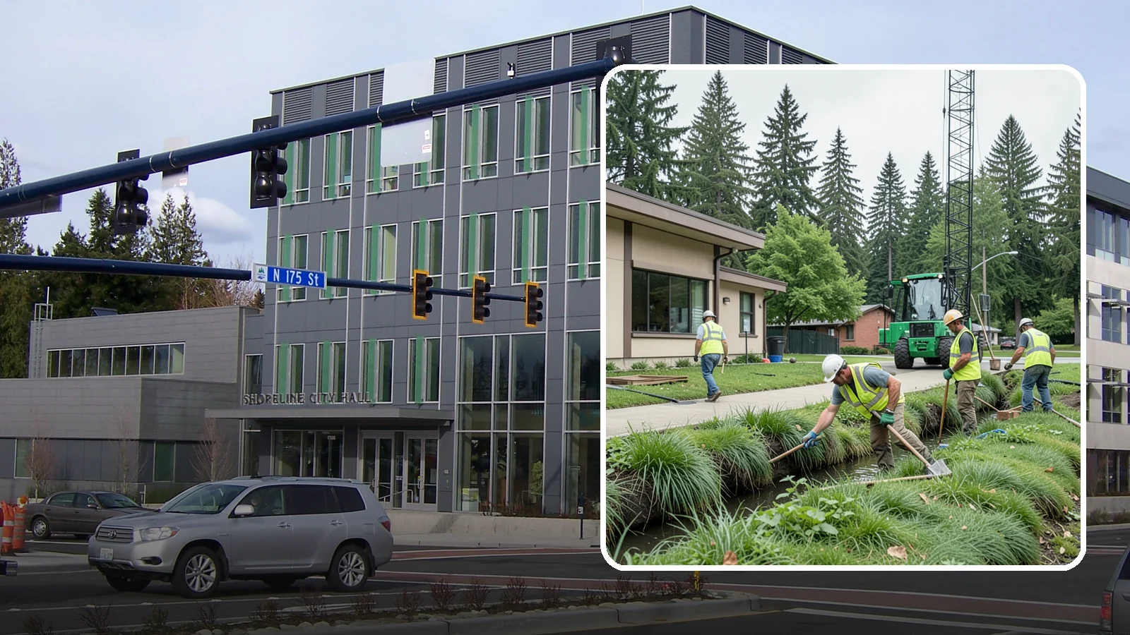 Swale Maintenance in Shoreline, King County, WA - Bioswale and grassed swale maintenance that preserves stormwater treatment performance and conveyance capacity.
