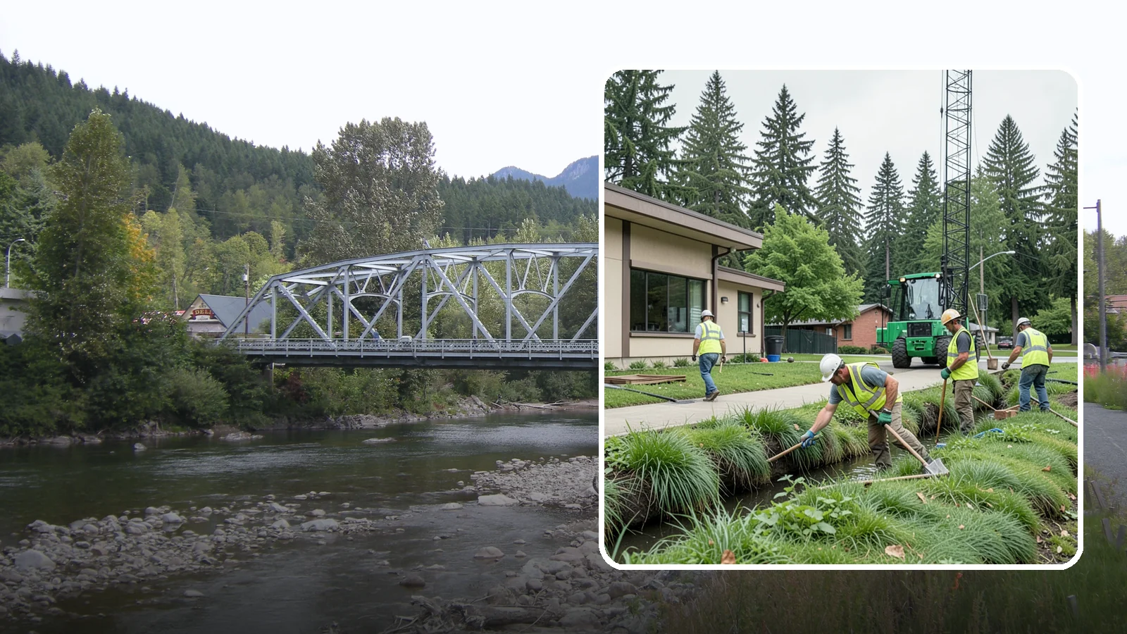 Swale Maintenance in Skykomish, King County, WA - Bioswale and grassed swale maintenance that preserves stormwater treatment performance and conveyance capacity.