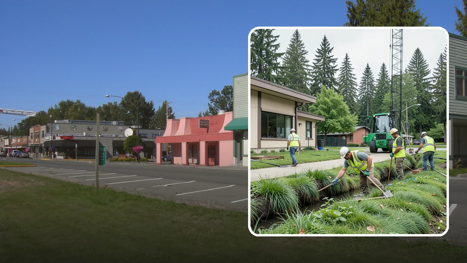 Swale Maintenance in Snoqualmie, King County, WA - Bioswale and grassed swale maintenance that preserves stormwater treatment performance and conveyance capacity.