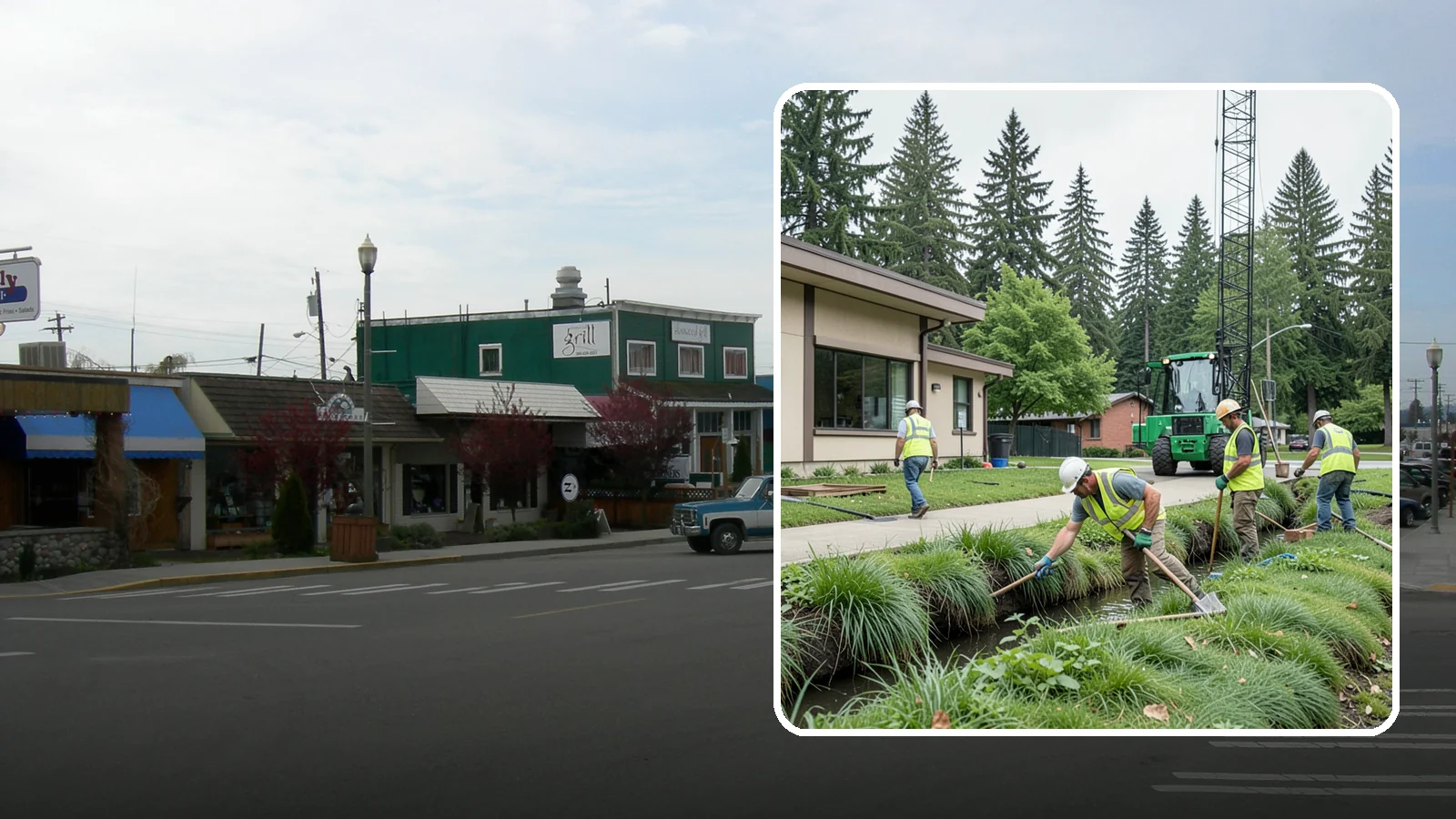 Swale Maintenance in Stanwood, Snohomish County, WA - Bioswale and grassed swale maintenance that preserves stormwater treatment performance and conveyance capacity.