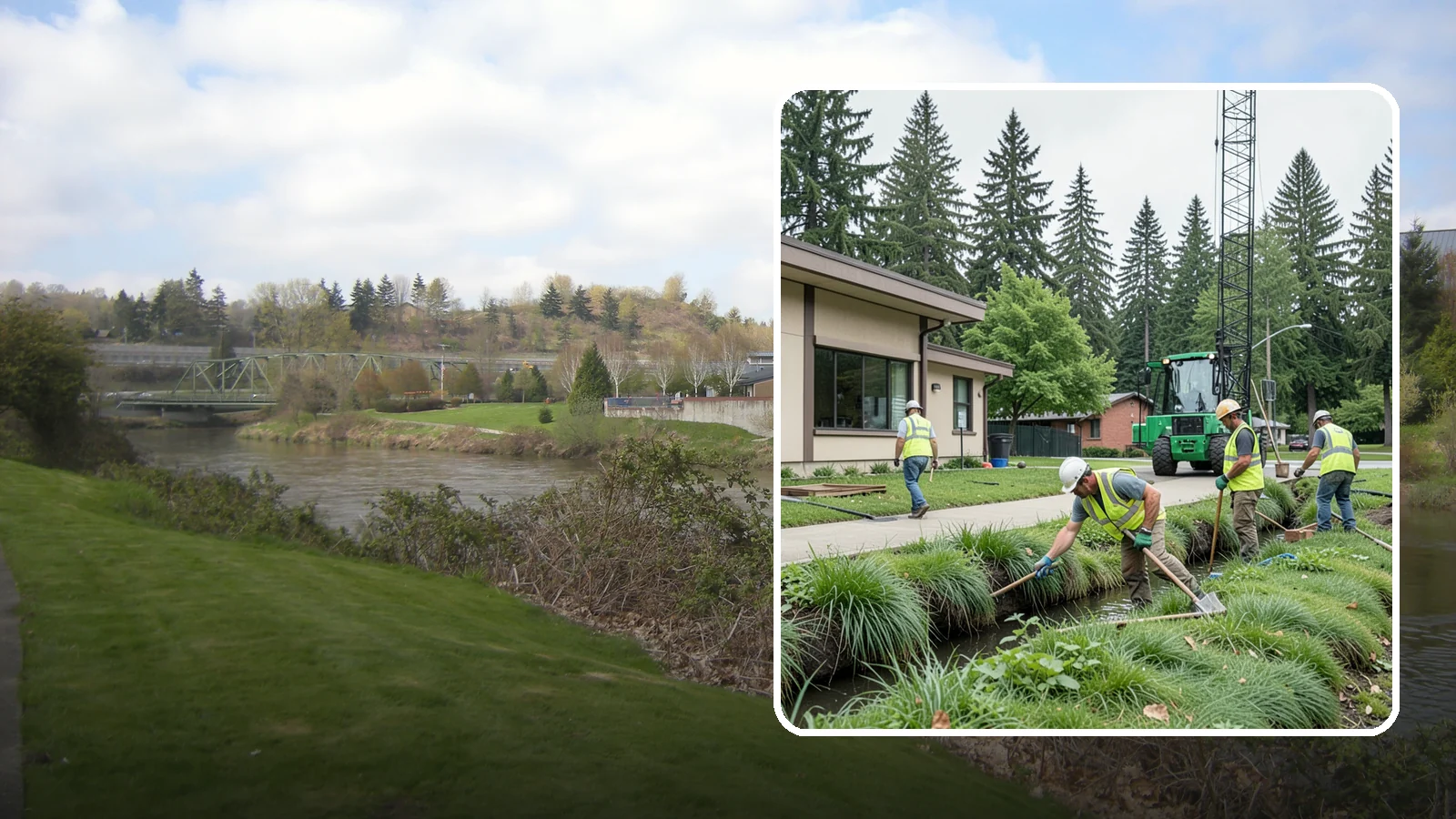 Swale Maintenance in Tukwila, King County, WA - Bioswale and grassed swale maintenance that preserves stormwater treatment performance and conveyance capacity.