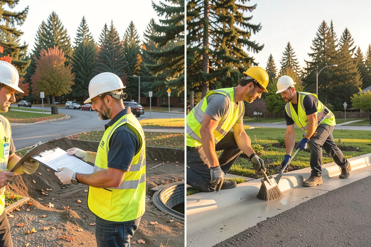 Swale Maintenance in Tukwila, King County, WA - Inspect the swale for sediment, erosion, and vegetation condition