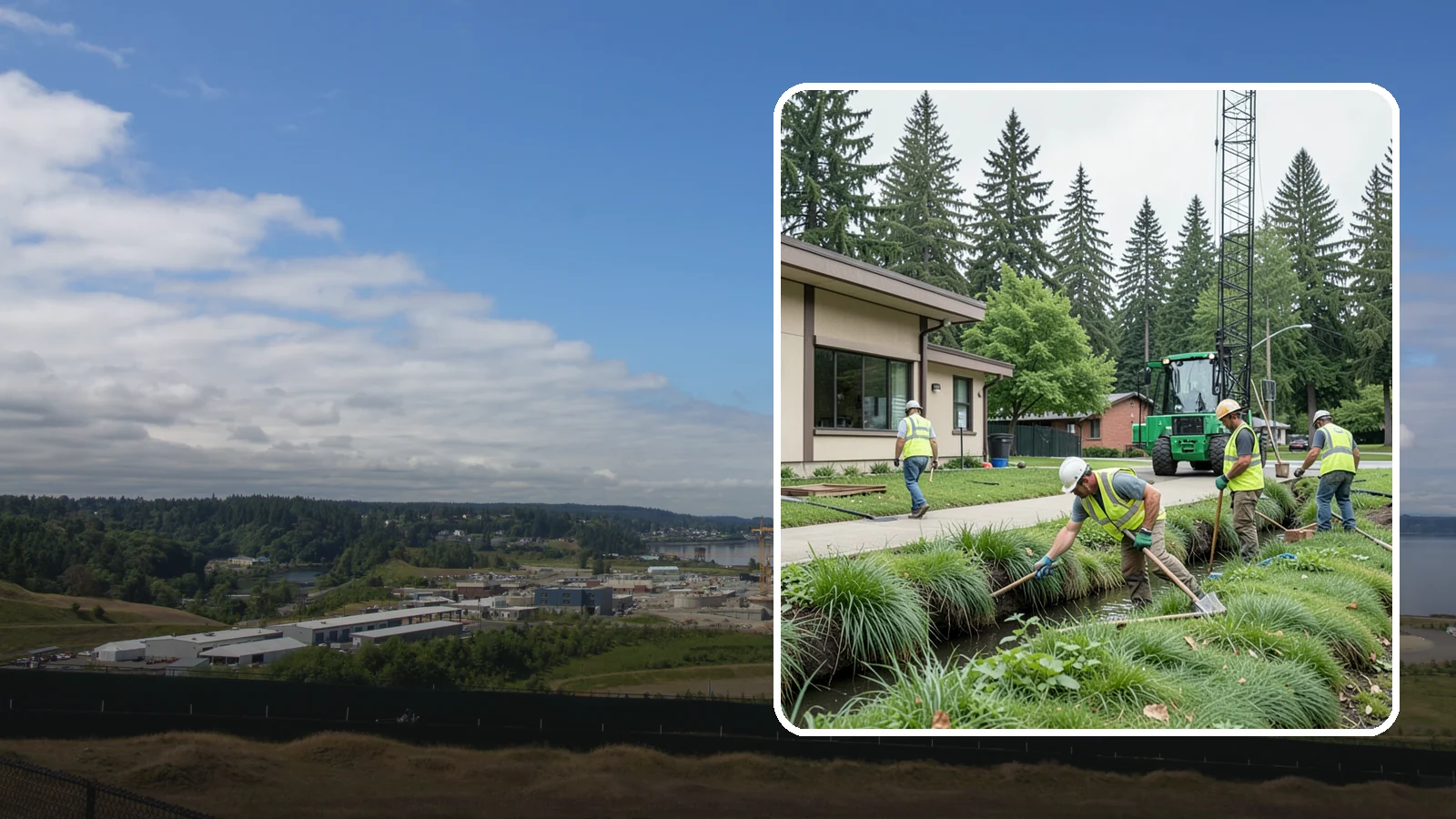 Swale Maintenance in University Place, Pierce County, WA - Bioswale and grassed swale maintenance that preserves stormwater treatment performance and conveyance capacity.