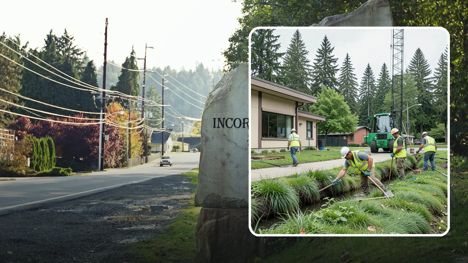 Swale Maintenance in Wilkeson, Pierce County, WA - Bioswale and grassed swale maintenance that preserves stormwater treatment performance and conveyance capacity.