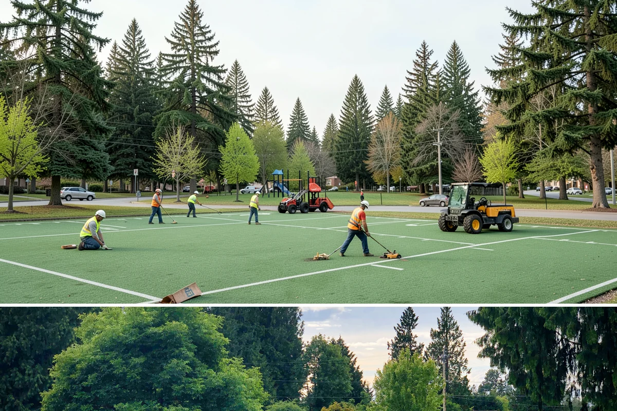 Tennis Court Maintenance in Bonney Lake, Pierce County, WA - Surface cleaning and re-striping perform best in the drier May-through-September window when coatings cure properly.